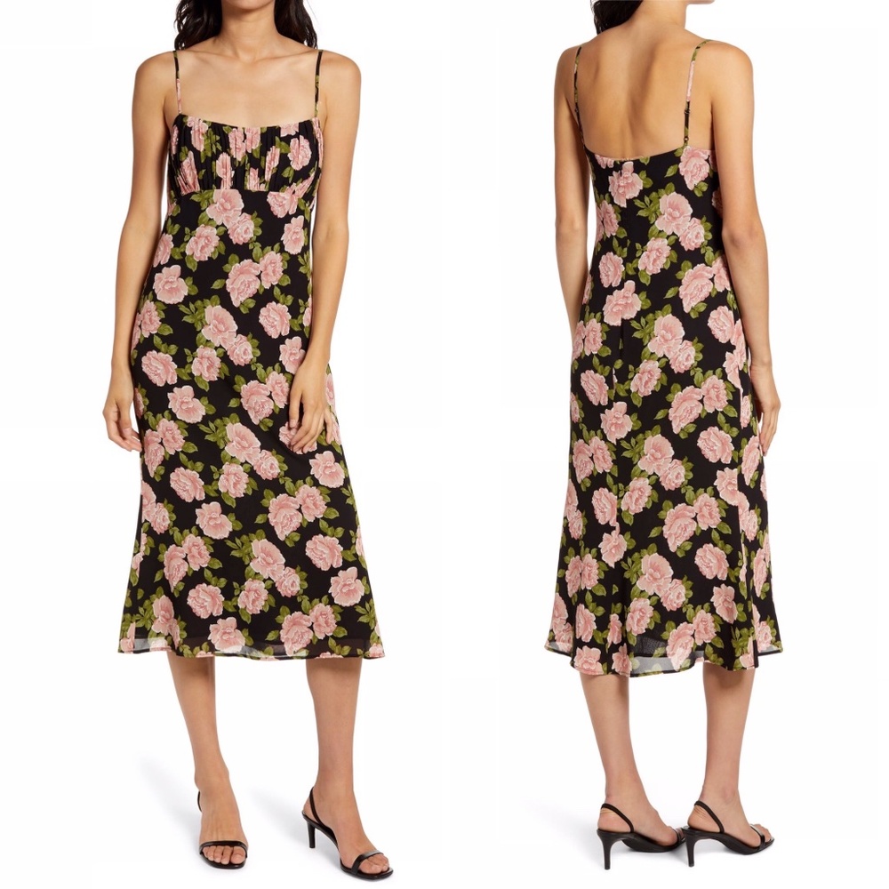 REFORMATION Arie Floral Print Midi Dress Sz 4/SM